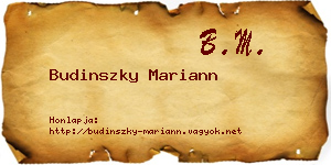 Budinszky Mariann névjegykártya