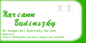 mariann budinszky business card